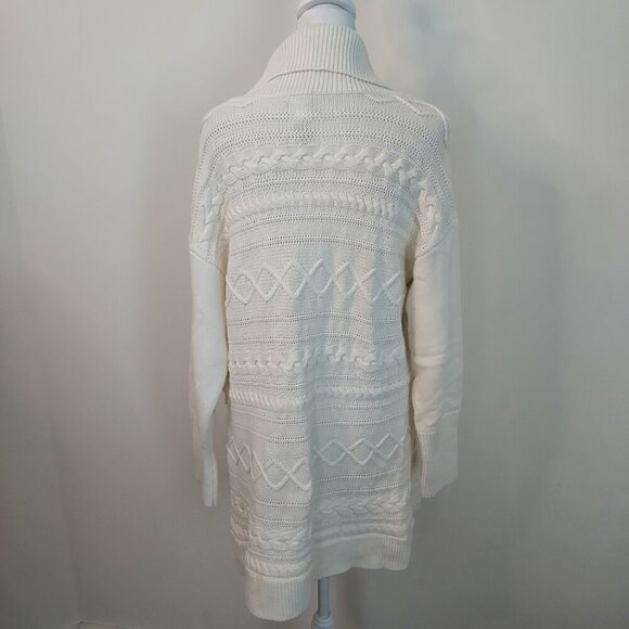 Chico's Turtleneck Cable Knit Ivory Tunic Sweater Size Large - Picture 4 of 9